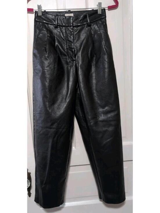 Wilfred Pants - Wilfred Melina Black Faux‎ Leather Pleated Tapered High Rise Pants Woman 2(1357)